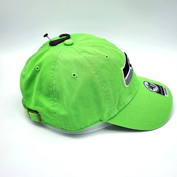 Seattle Seahawks '47 Clean Up Relaxed Fit Hat Cap Embroidered Strapback Lime NFL - Picture 3 of 10